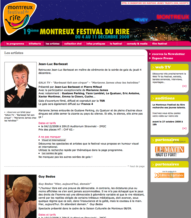 Montreux Festival du Rire 2008 - Artistes